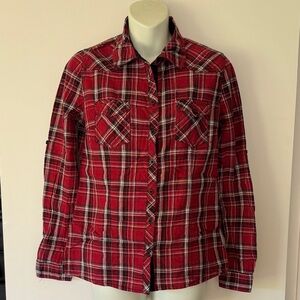 Red Plaid Women's Long Sleeve Shirt